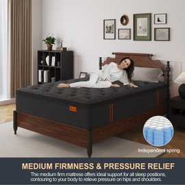 VISCOUNTESS Twin Mattress, 12 Inch Hybrid Mattresses in a Box with Durable Support, Fiberglass Free, Motion Isolation & Individually Poctet, 100 Night Trial, Pressure Relief for Silent Sleep