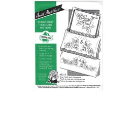 Rose Motifs with Monograms Aunt Martha's Hot Iron Embroidery Transfer