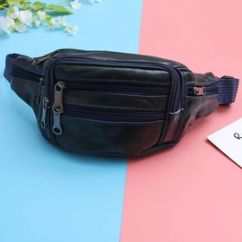 OSALADI Fanny Pack Leather Waist Bag Fashion Men Waist Pack Wallet for Outdoor Travel Daily Use, Blue