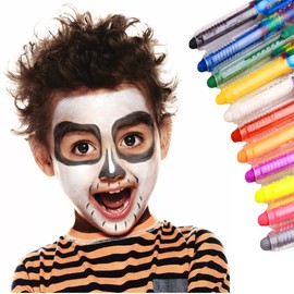 Lecute 12 Crayones Lapices Cera Pintura Maquillaje Colores Neon Disfraz Disfraces Fiesta Batucada Halloween Party Antro Concierto Carnaval Festival Cara Cuerpo Pintacaritas Brilla Luz UV Negra No Toxi