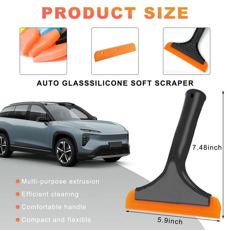 KVAEY Small Silicone Window Squeegee, 5.9 Inch Car Windshield Water