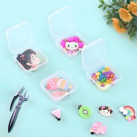wenrescry Pack of 20 Small Boxes, Storage Boxes Small Plastic with Lid, Small Box with Lid, Transparent Storage Container for Beads and Craft Accessories, 4.3 x 4.3 x 2 cm