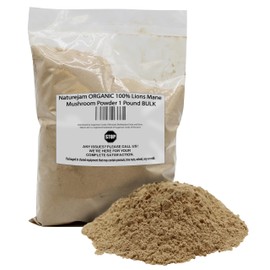 Naturejam Organic Lions Mane Mushroom Powder 1 Pound Bulk-Premium Culinary Grade for Smoothies, Latte and Baking-A Great Coffee Substitute 150-200 Servings