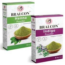 BRALCON Organic Henna Powder, Indigo Powder Combo - 200g(100g x 2 Pack)| Henna/Mehendi Powder, Indigo Powder for Hair growth, Conditioning & Anti-Dandruff| Hair Colour|Natural Hair Colorant Powder