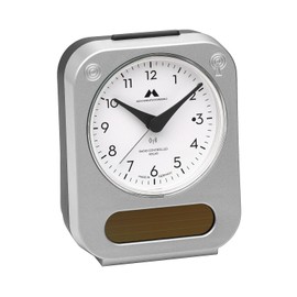 Uhren Manufaktur Schwarzwald Wireless Solar Alarm Clock, Longer Runtime, Quiet Movement, Easy Operation, Made in Germany, Colour: Silver