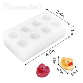 Framendino, Mini 3D Duck Fondant Silicone Chocolate Mold 8-Cavity Ducks Molds for Epoxy Resin DIY Polymer Clay Soap