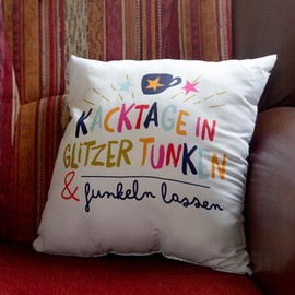 H:)PPY life Kissen Motiv "Funklen lassen"| Zierkissen, Polyester, 40 cm x 40 cm | Kissen mit Spruch | 47380