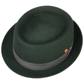 Mayser Gareth Soft Pork Pie Wool Felt Hat Felt Hat Porkpie Pork Pie Hat Women/Men - Made in the EU with Grosgrain Ribbon Winter Spring Summer Autumn Winter, dark green
