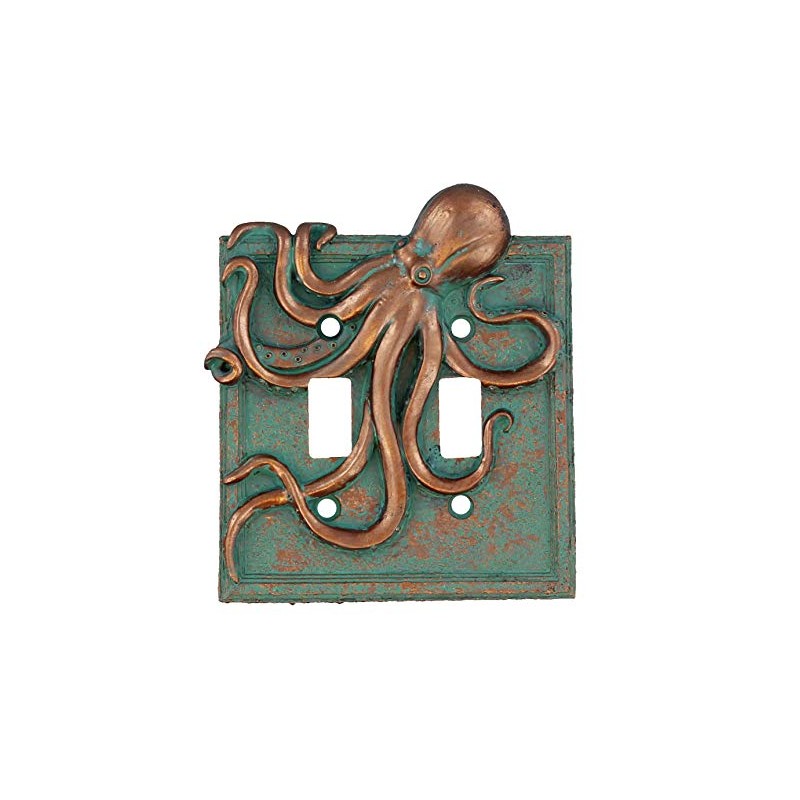 Top Brass Large Octopus/Kraken Electrical Cover Wall Plate Bronze/Verdigris Finish