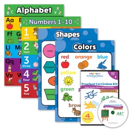Palace Learning 5 Pack - Preschool Curriculum Kit on CD & ABC Alphabet + Numbers 1-10 + Shapes + Colors Poster Set (LAMINATED, 18” x 24”)