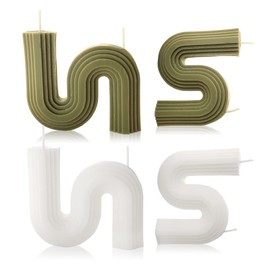 Decorative Candles Aesthetic Cool S Shaped Scented Candles Wave Twisted Candles White Pink Soy Wax Candles for Home Office Trendy Room Bookshelf Wall Shelves Decor (2 Pack)