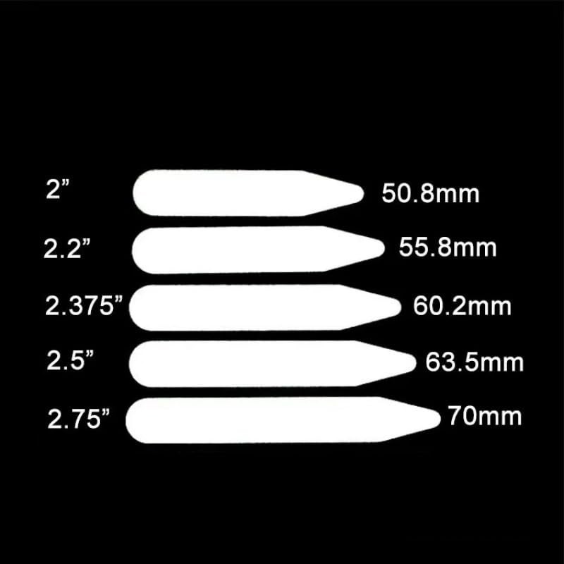 LORJE 100Pcs Shirt Collar Stays,5 Sizes Collar Stiffeners Plastic White