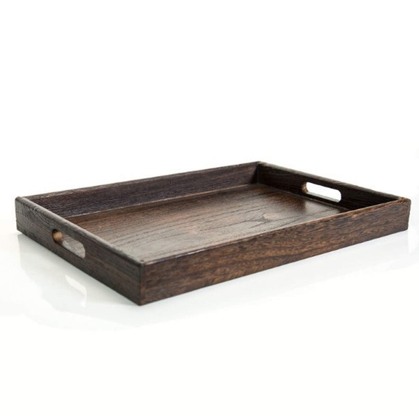 Shandini 178-03 Large Wooden Tray, Rectangle, Wooden Tray, Square Shape, Plate for Tea and Hot Drinks, Guests