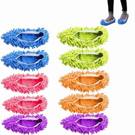 5 pares lavable de microfibra multifunción polvo plumero Mop Zapatillas Zapatos Cubierta limpiar Limpiador de piso Colouful， 10 piezas de microfibra para zapatos, trapeadores reutilizables para el polvo para mujeres lavables, calcetines de trapeador para
