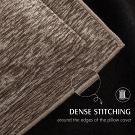 vivrudil Decorative Chenille Luxury Throw Pillow Covers with Wide Edge, Textured Solid Pillowcases, Soft Velvet Cushion Cover Home Décor for Couch Sofa Living Room,18×18 Inch, Set of 2, Taupe