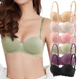 OYANIA 6PCS Brasier Mujer,Tirantes Ajustables Brasier Sin Varillas Mujer,Brasier Push up Mujer,Sujetadores para Mujer Esculpir (MX/US, Numérica, 36, Regular, Regular)