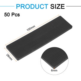 QUARKZMAN Pack of 50 Plastic Spacers 100 x 28 x 6 mm Tile Wedges Spacer Plates Levelling Plates Spacer Blocks for Windows Black