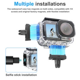 FitStill 196FT/60M Underwater Waterproof Case with Magnetic Quick Release Interface Compatible with DJI Osmo Action 5 Pro Action 4 Action 3,Protective Cover Invisible Diving Action Shell Accessory Kit