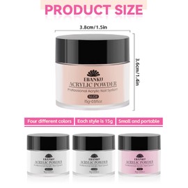 EBANKU Acrylic Powder Set, 4 Colors Acrylic Nail Powder Professional Acrylic Powder for Nail Acrylic Extension, Nail Carving, Long-Lasting, No Nail Lamp Needed