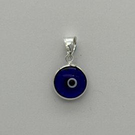 VIGGIANO 925 Sterling Silver 10mm Dark Blue Round Evil Eye Charm Pendant Only