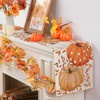 Fall Table Runner, Orange Pumpkin Eucalyptus Runner Seasonal Autumn Home