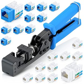 Everest Media Solutions easyJACK - Speed Termination Tool - Compatible Only with Everest Media RJ45 UTP Keystone Jacks - With 10 Blue & 10 White Cat6/5e Connectors