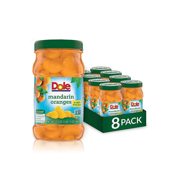 Dole Jarred Mandarin Oranges in 100% Fruit Juice, 23.5 Ounce Jar (Pack of 8)