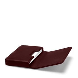 Leatherology Bordeaux Business Card Case, Magnetic Closure ID Holder, Full Grain Leather
