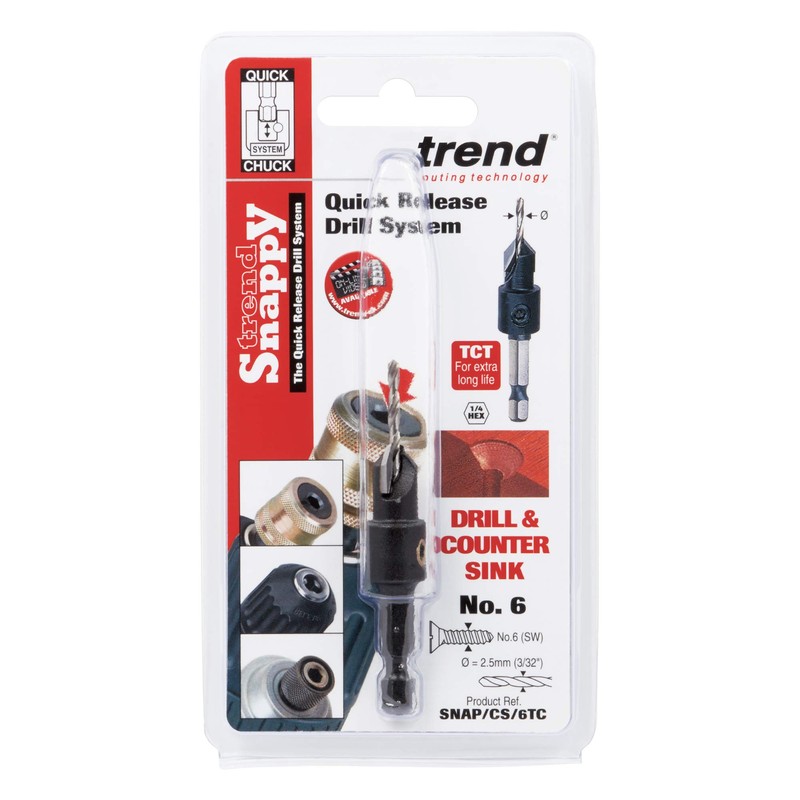 Trend Snappy TCT 9.5mm Diameter Countersink & HSS 2.5mm Drill