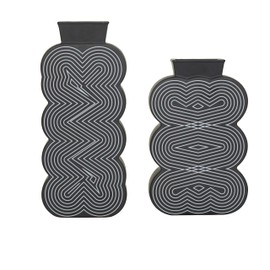 CosmoLiving by Cosmopolitan Ceramic Decorative Vase Centerpiece Vases, Set of 2 Flower Vases for Home Decoration 12", 10"H, Black