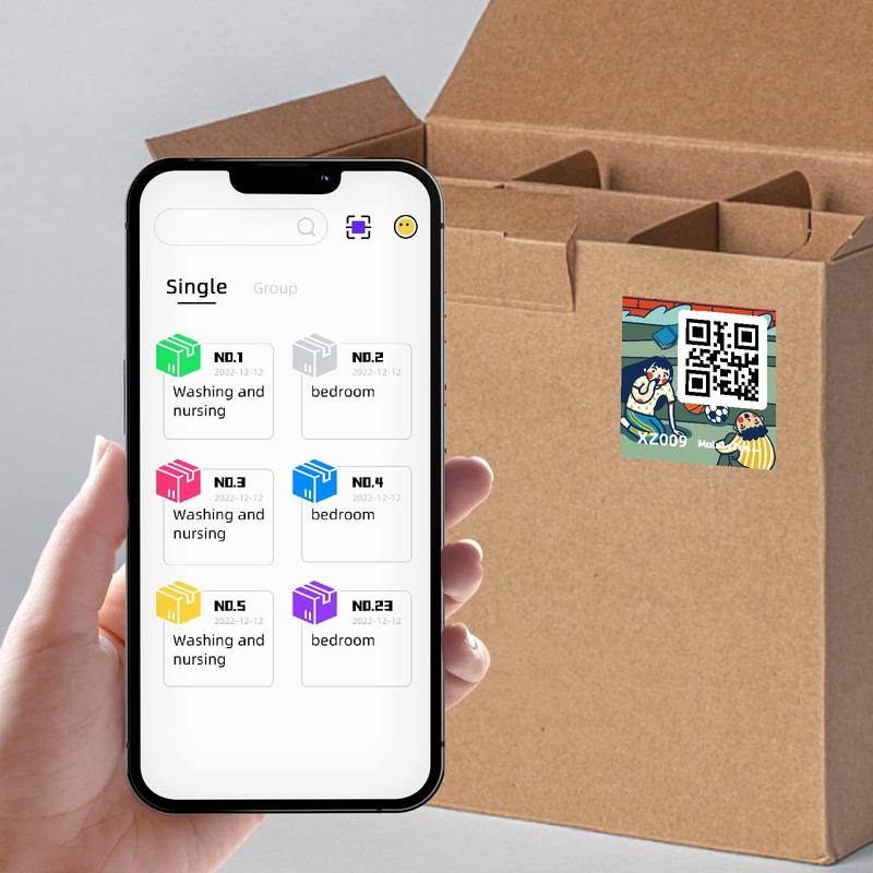 Color-Coded Cartoon QR Code Labels for Storage & Organization -