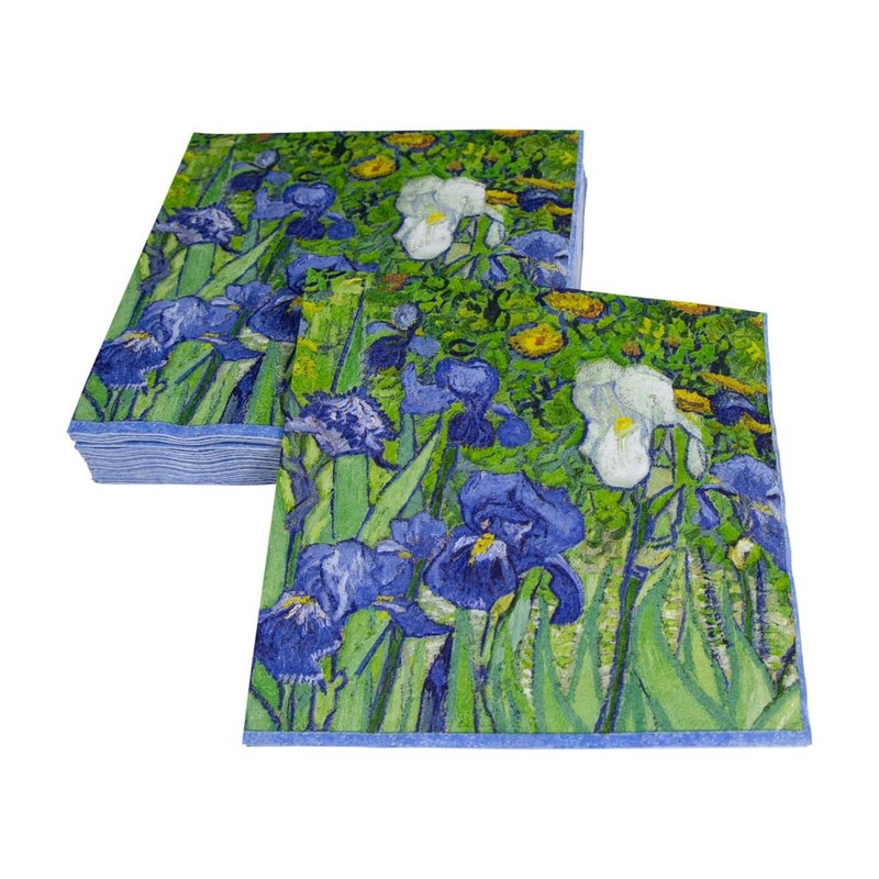 Caspari Van Gogh Irises Paper Luncheon Napkins - Four Packs