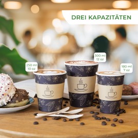 Love Nature Paper Cups 180 ml - Coffee Cups to Go Cardboard - Pack of 50 Disposable Cups for Serving Coffee, Tea, Hot and Cold Drinks