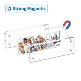 AITEE 2x6 Acrylic Picture Frames 3 Pack, 20% Thicker Block, Clear Picture Frames Freestanding Double Sided Magnetic Acrylic Lucite Frameless Transparent Square Frame Gift for Desktop Display