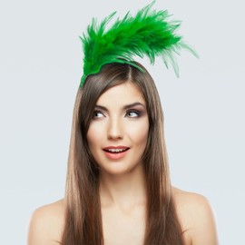 GHGMAO 1920s Feather Fascinator Headband for Women Kentucky Derby Headpiece Gatsby Fascinator Hats Feathers for Cocktail Wedding Tea Party (Green)