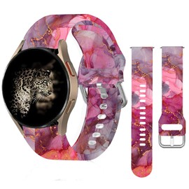 20mm Silicone Sport Bands Compatible with Galaxy Watch 6/Watch 5/Galaxy Watch 4 40mm 44mm/Classic 42mm 46mm/Watch 3 41mm, Active 2 Watch Bands,Cute Replacement Strap for Girl(Luxury Pink Marble)