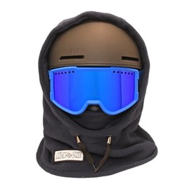 MDXONE Kids Over The Helmet Balaclava Children face mask with Buttons - Pompoms with Elastics (Sold Separately) (Azure)
