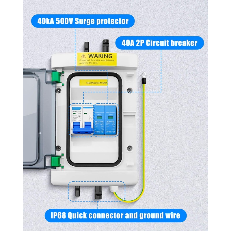 40A DC Solar Disconnect Switch – IP65 PV Circuit Breaker