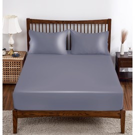 Bamboo Viscose Fitted Sheet 1 Pack King Size Only,400 Thread Count,8-16" Deep Pocket,Bottom Sheet Colorfast Soft & Silky & Breathable(1 Fitted Sheet Only, Dark Grey, King)