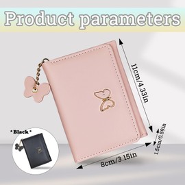 WisePoint Card Holder Wallet, PU Leather Credit Card Wallet for Women and Girls, Multi Card Slots Womens Wallet Cute Wallet with Butterfly Pendant for Shopping, Travel, Dating (pink)