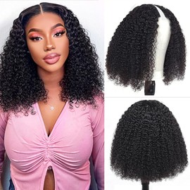 Romface V Part Wig Human Hair 180% Density Glueless Wigs Human Hair Afro Kinky Curly Hair Wigs Human Hair Wig for Women Brazilian Remy U Part Human Hair Wig Beginner Friendly
