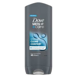 DOVE MEN + CARE Dove Men+Care Hydrating Clean Comfort 3-in-1 Hair, Body and Face Wash Body Cleanser shower gel with 24 hour nourishing MicroMoisture technology for relaxed and re-energised skin 400 ml