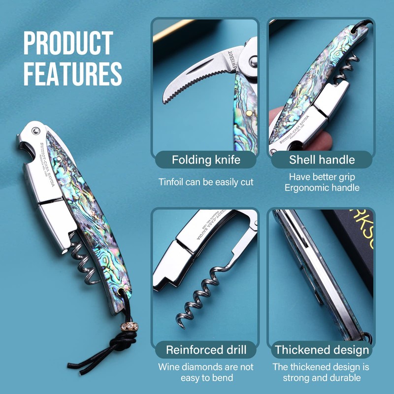 Drincarier Shell Handle Waiter Corkscrews-Wine Openers,Corkscrew Bottle Openers,3-in-1 Wine Key