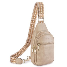 Telena Sling Bag for Women Crossbody Fanny Packs for Women Leather Sling Chest Bag with Adjustable Strap Cinnamon Brown