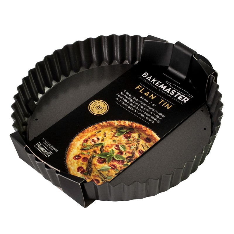Bakemaster Non-Stick Loose Base Round Flan/Quiche Pan, Grey