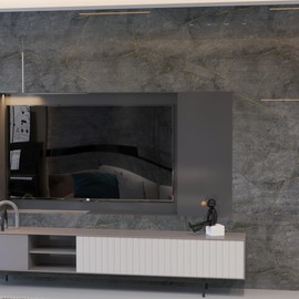 BOMENG Extra Wide Marble Countertop Contact Paper 48"x118" Gray Marble Wallpaper Peel Stick Countertops for Kitchen Glossy Waterproof Heat Resistant Granite Vinyl Wrap Counter Top Covers for Bathroom