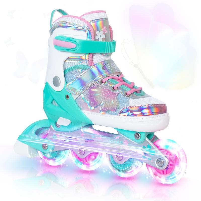 Nattork Adjustable Inline Skates for Kids - Fairy Wing Teal