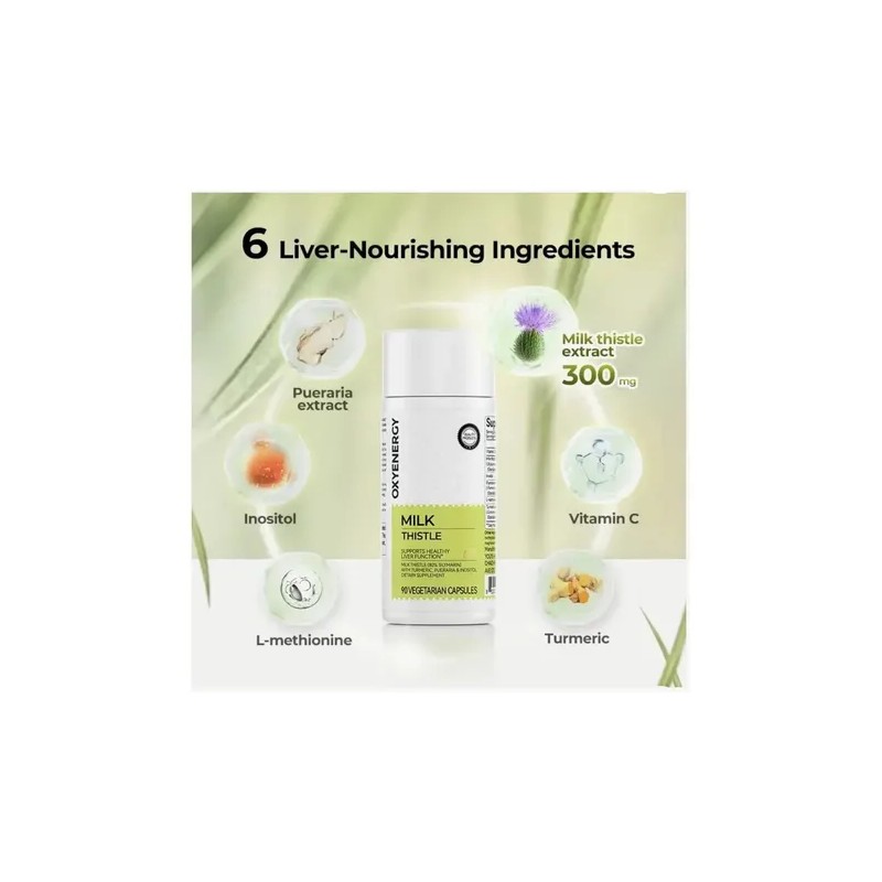 Oxyenergy Silymarin Milk Thistle. Con Vitaminas. Sin Sabor