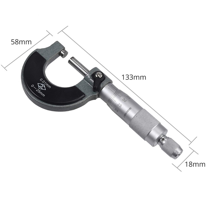 AUTOUTLET Outer Micrometer 0-25mm (0.01mm Scale) Metric External Caliper Strong
