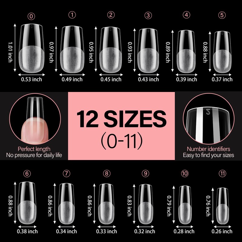 AILLSA Medium Square Nail Tips Soft Gel Full Cover Half